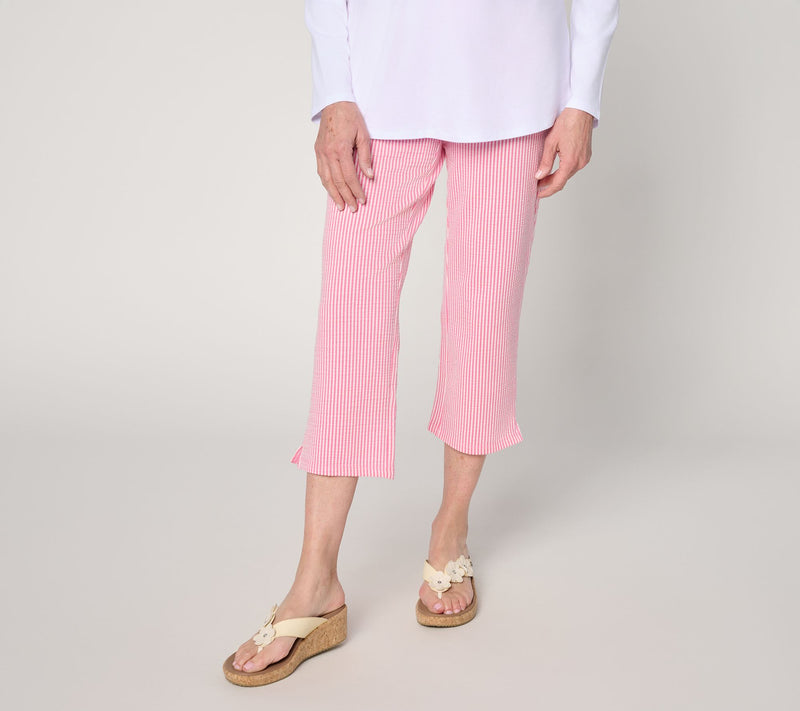 Quacker Factory Knit Seersucker 23" Straight Crop Pant — View 11