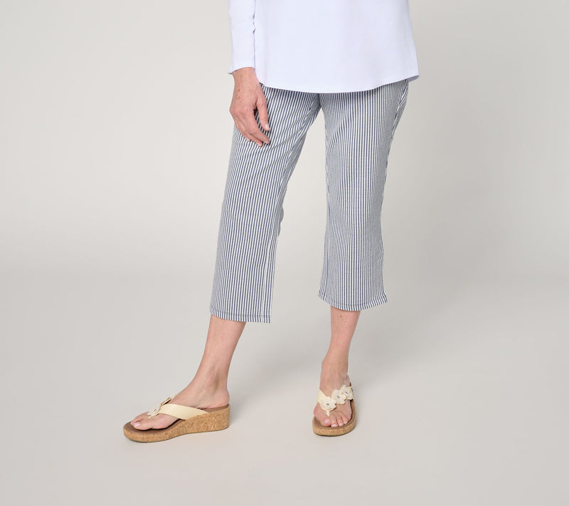 Quacker Factory Knit Seersucker 23" Straight Crop Pant — View 12