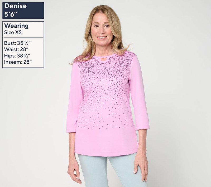 Quacker Factory Spring Beauty Sequin Ribbed 3/4 Sleeve Top — View 5