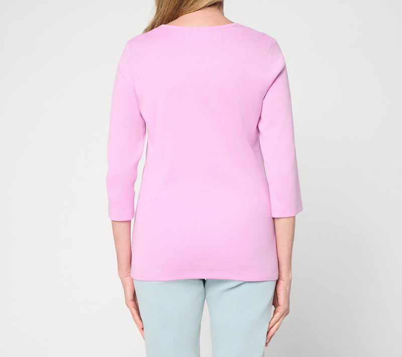 Quacker Factory Spring Beauty Sequin Ribbed 3/4 Sleeve Top — View 6