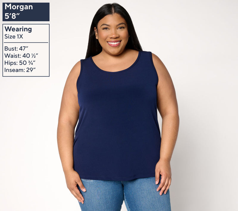 Susan Graver Essentials Liquid Knit Scoop Neck Tank Top — View 2