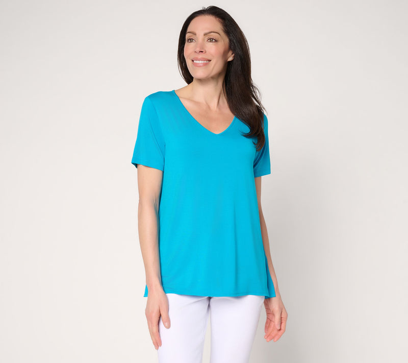Susan Graver Essentials Regular Rayon Allure Knit High Low Top — Main view