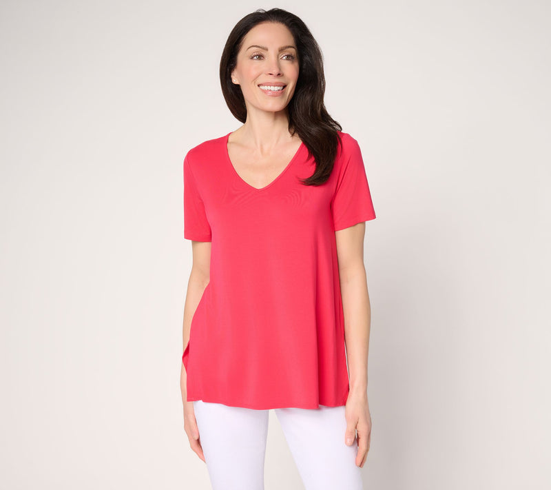 Susan Graver Essentials Regular Rayon Allure Knit High Low Top — View 14