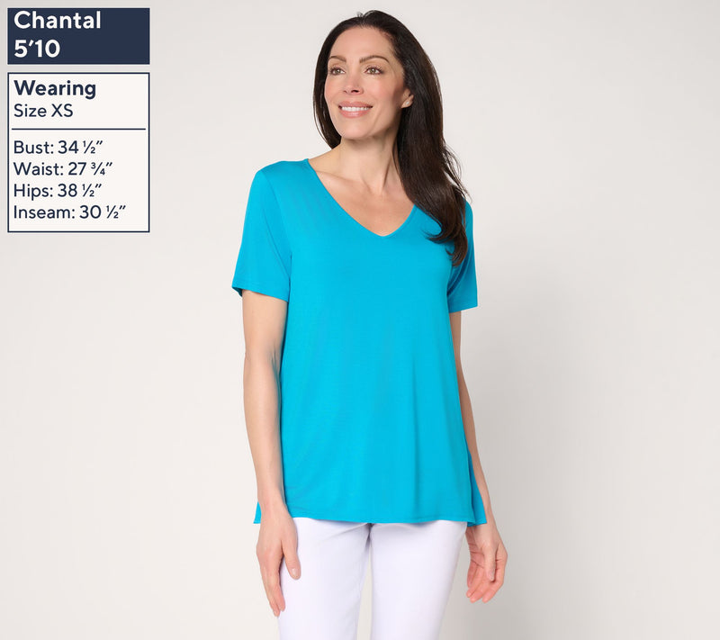 Susan Graver Essentials Petite Rayon Allure Knit High Low Top — View 7