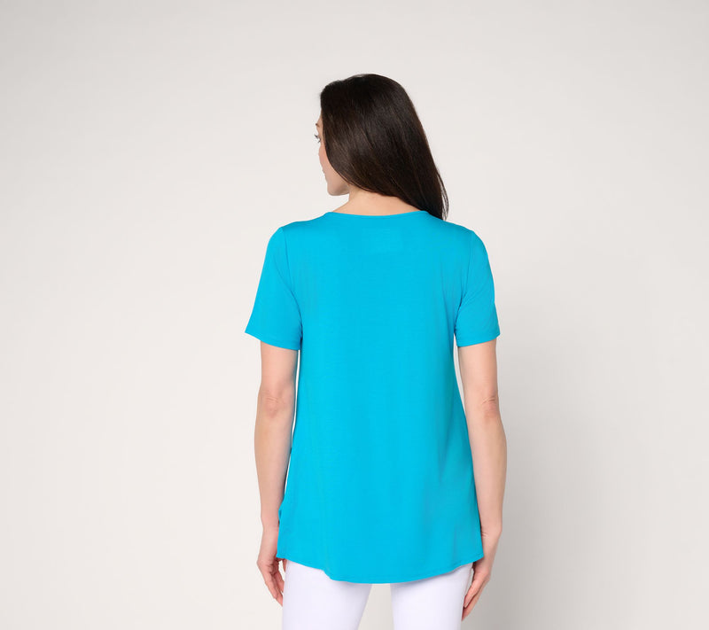 Susan Graver Essentials Petite Rayon Allure Knit High Low Top — View 8