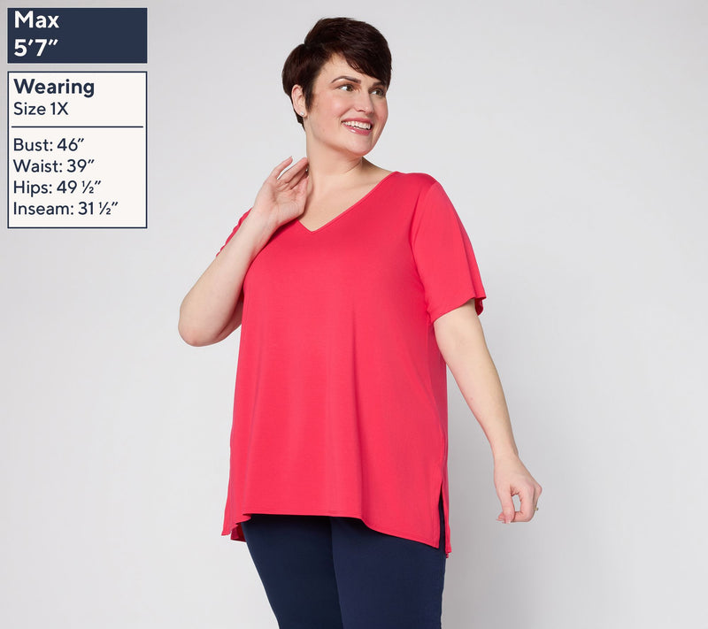 Susan Graver Essentials Petite Rayon Allure Knit High Low Top — View 6