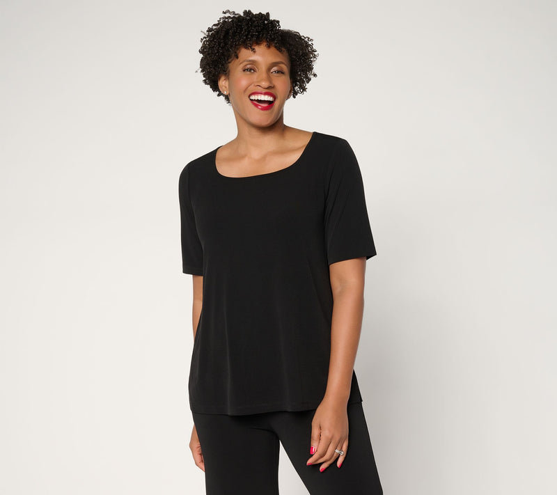Susan Graver Essentials Liquid Knit Square-Neck A-Line Top — View 12