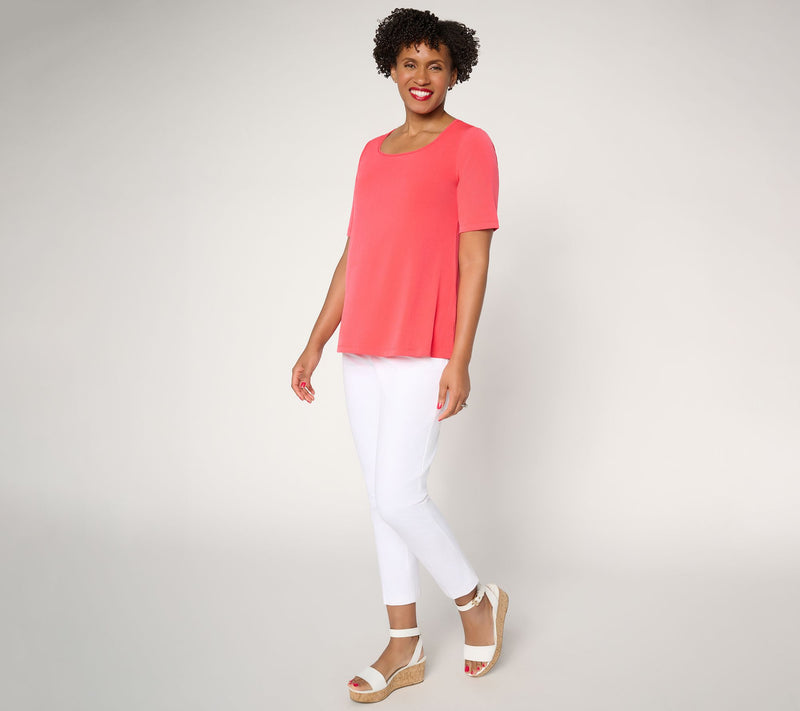 Susan Graver Essentials Liquid Knit Square-Neck A-Line Top — View 5