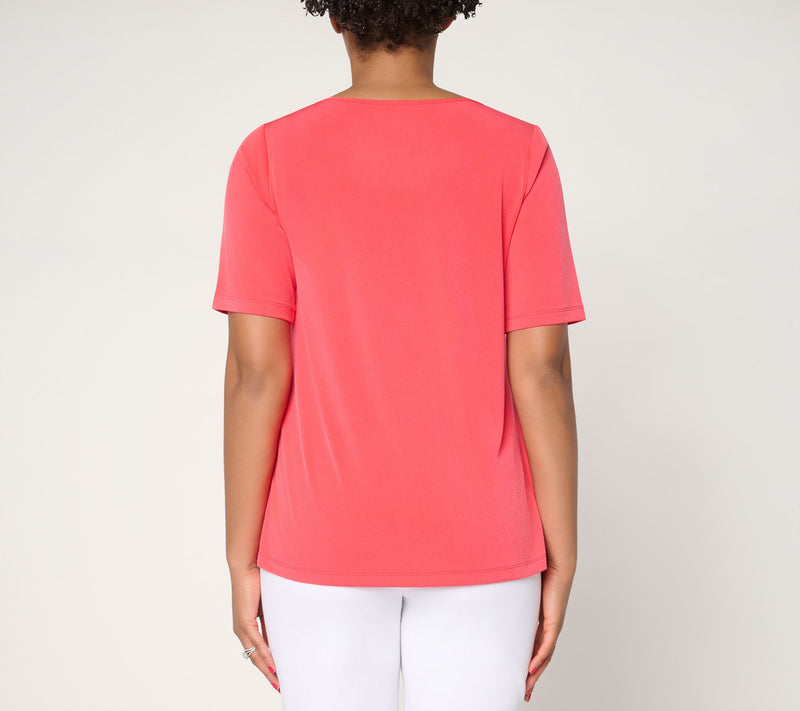 Susan Graver Essentials Liquid Knit Square-Neck A-Line Top — View 4