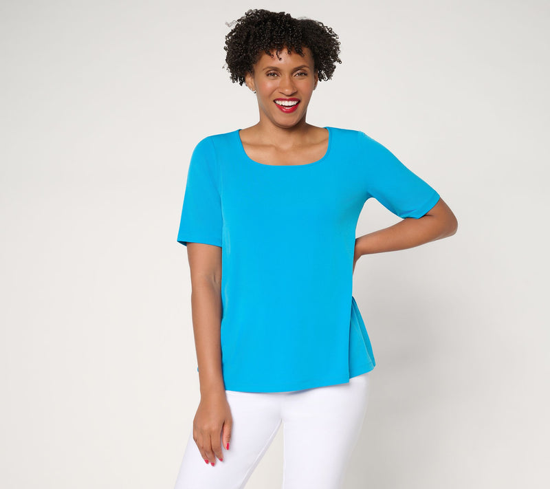 Susan Graver Essentials Liquid Knit Square-Neck A-Line Top — View 14