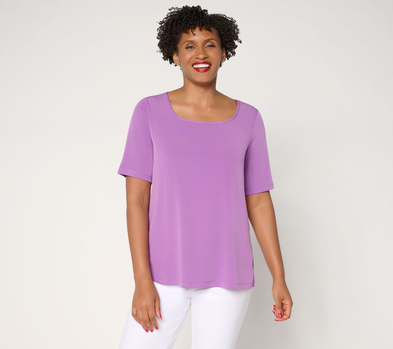 Susan Graver Essentials Liquid Knit Square-Neck A-Line Top — View 16