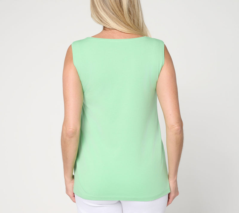 Susan Graver Essentials Comfy Cotton Bateau-Neck Tank — View 7