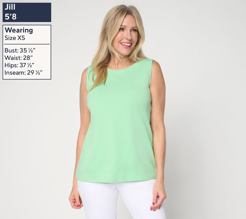 Susan Graver Essentials Comfy Cotton Bateau-Neck Tank — View 6