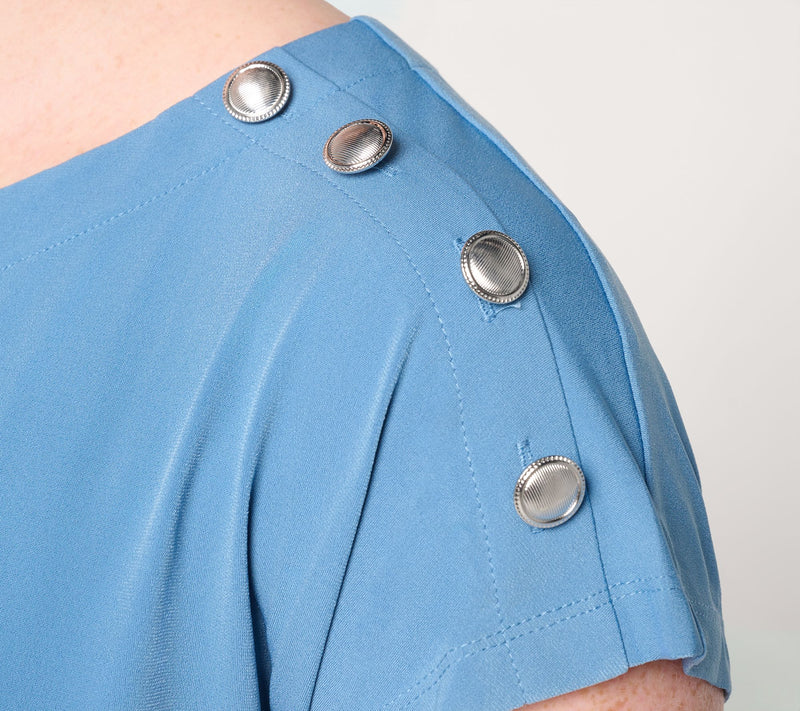 Susan Graver Liquid Knit Extended Sleeve Top with Button Detail — View 6