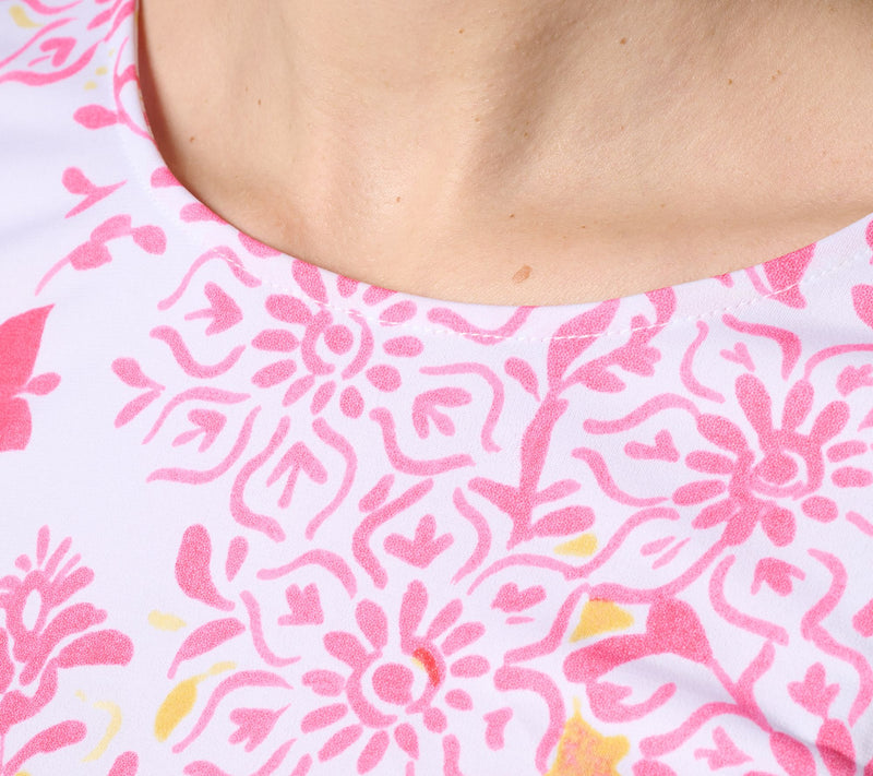 Susan Graver Printed Liquid Knit Scoop Neck A-Line Top — View 6