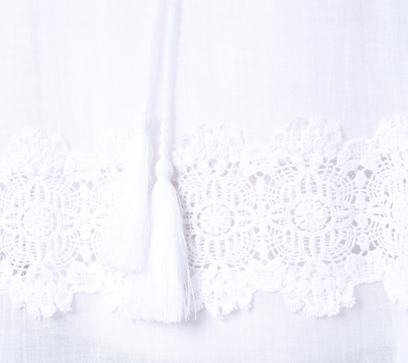 Susan Graver Sheer Cotton Gauze Peasant Top with Lace Trim — View 7