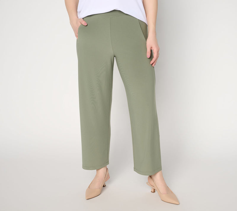 Susan Graver Essentials Petite LK Luxe Straight-Leg Crop Pants — Main view