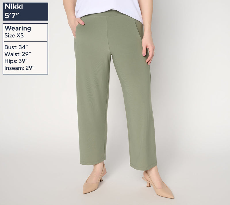 Susan Graver Essentials Petite LK Luxe Straight-Leg Crop Pants — View 3