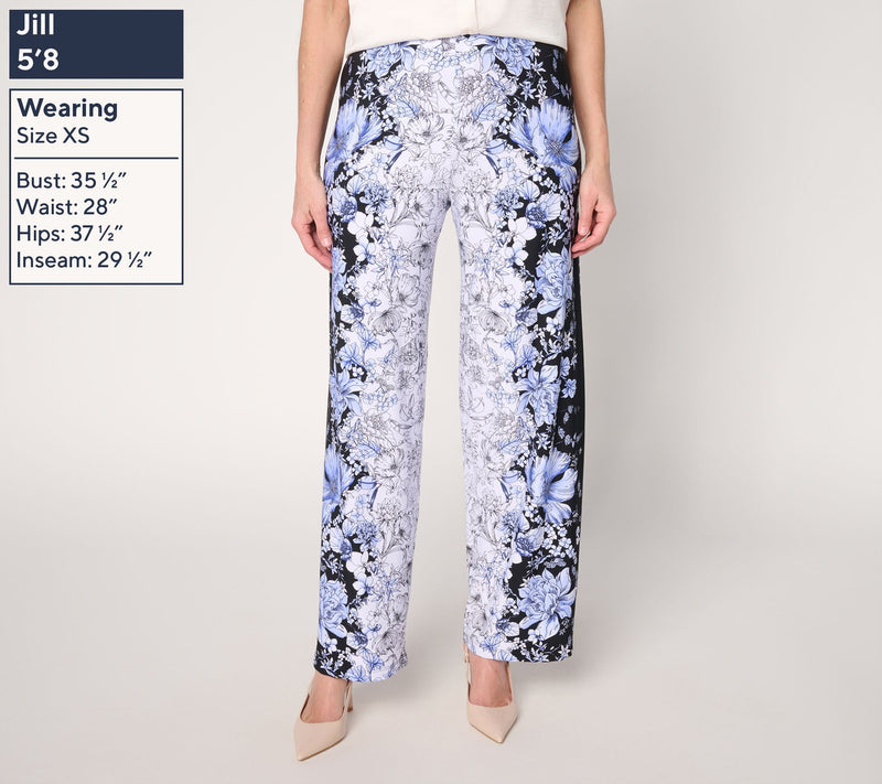 Susan Graver Regular Printed Liquid Knit Wide Leg Pants — View 3