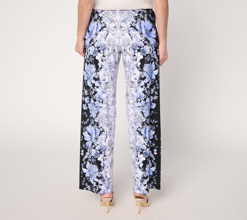 Susan Graver Regular Printed Liquid Knit Wide Leg Pants — View 4