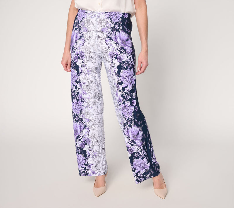 Susan Graver Regular Printed Liquid Knit Wide Leg Pants — View 14