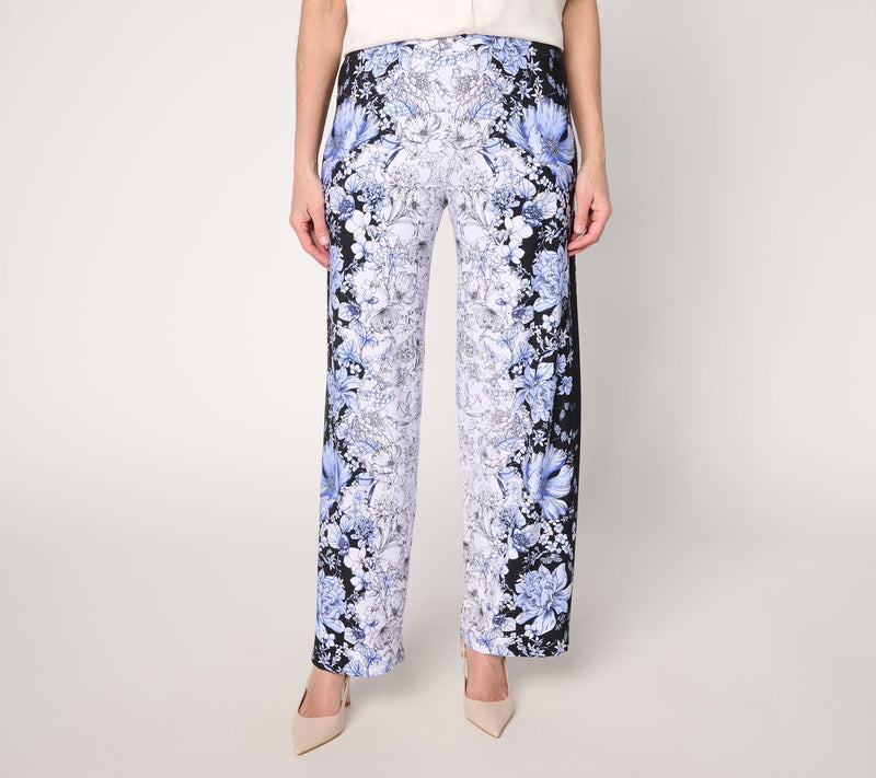 Susan Graver Petite Printed Liquid Knit Wide Leg Panta — Main view