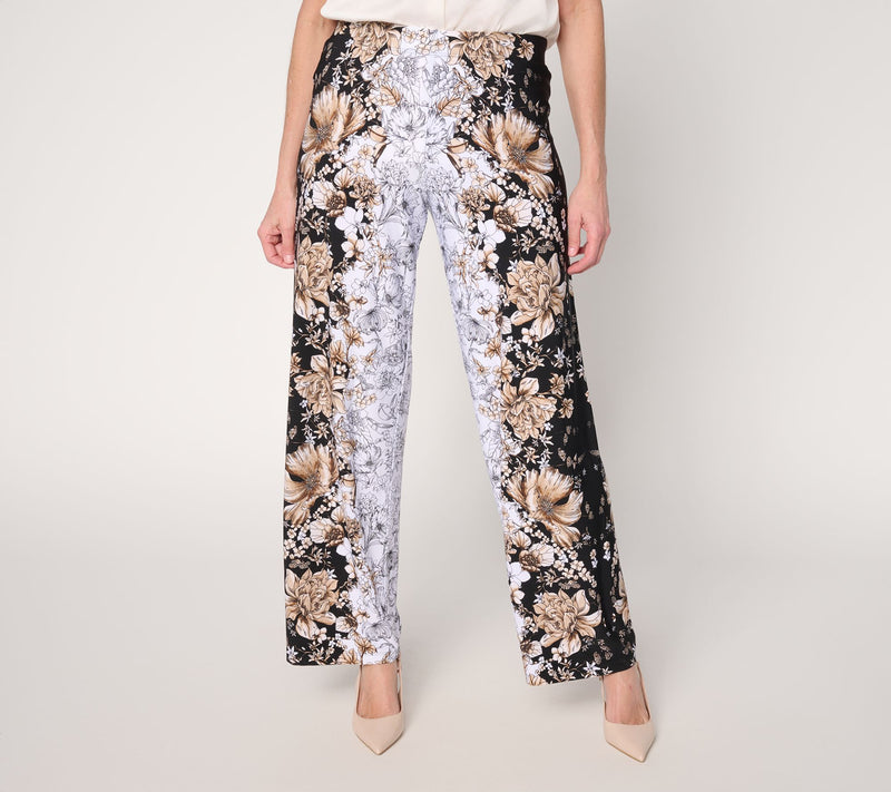 Susan Graver Petite Printed Liquid Knit Wide Leg Panta — View 11