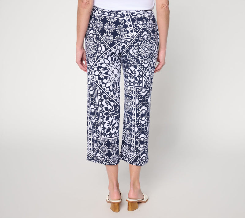 Susan Graver Petite Printed Liquid Knit Straight Leg Crop Pant — View 4