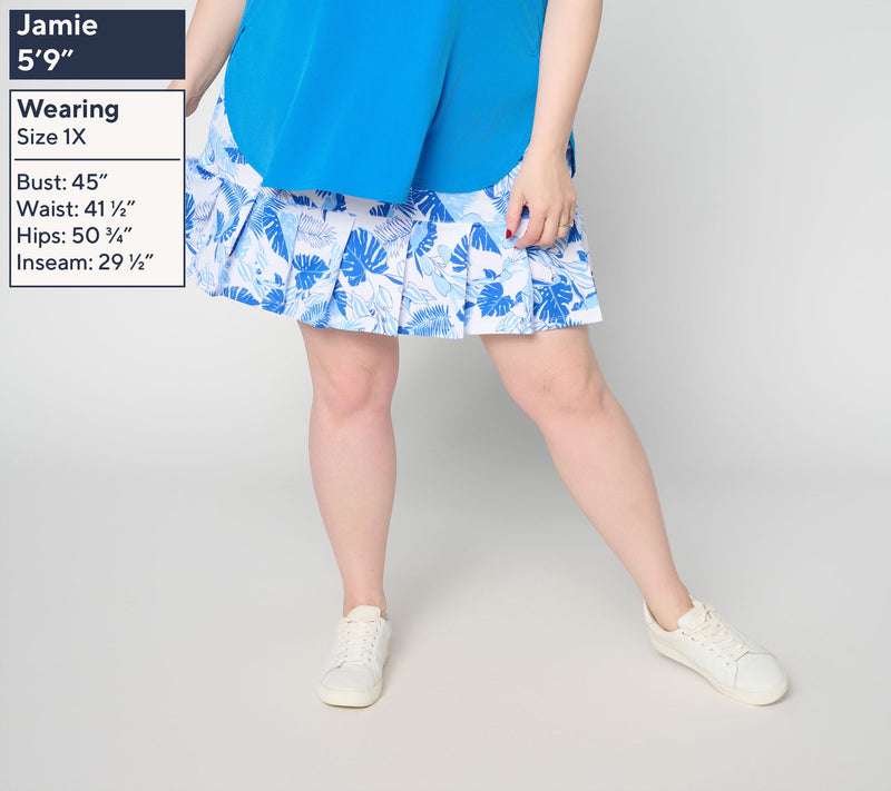 Susan Graver Regular Printed Butterknit Skort with Pleated Hem — View 2