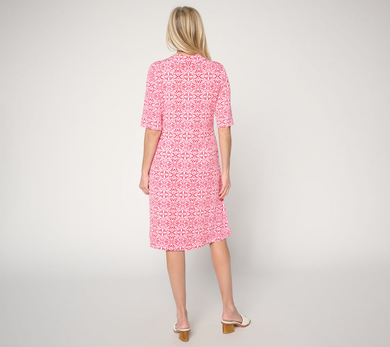 Susan Graver Regular Printed Liquid Knit Dress with Collar — View 4