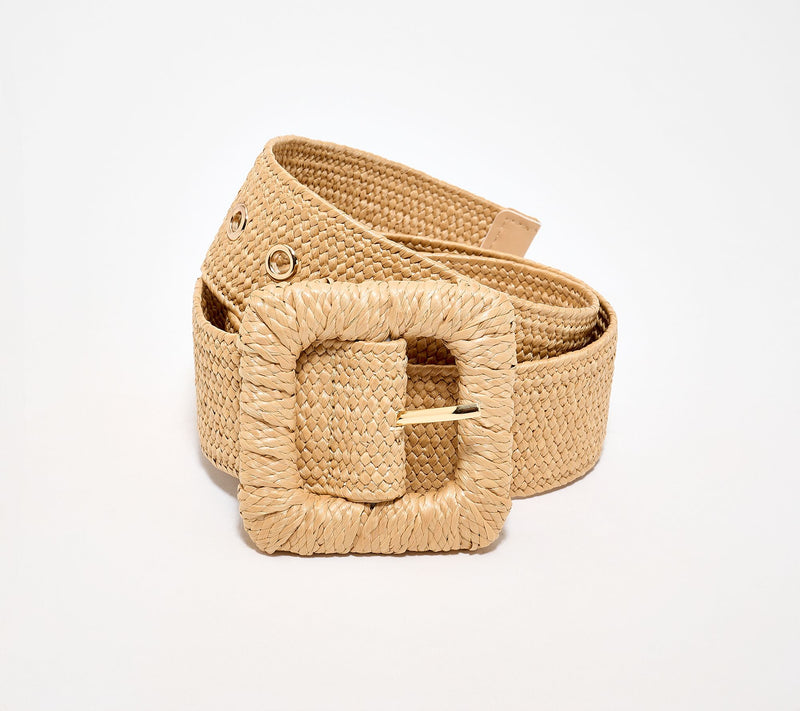 Susan Graver Stretch Raffia Belt with Novelty Buckle — View 5