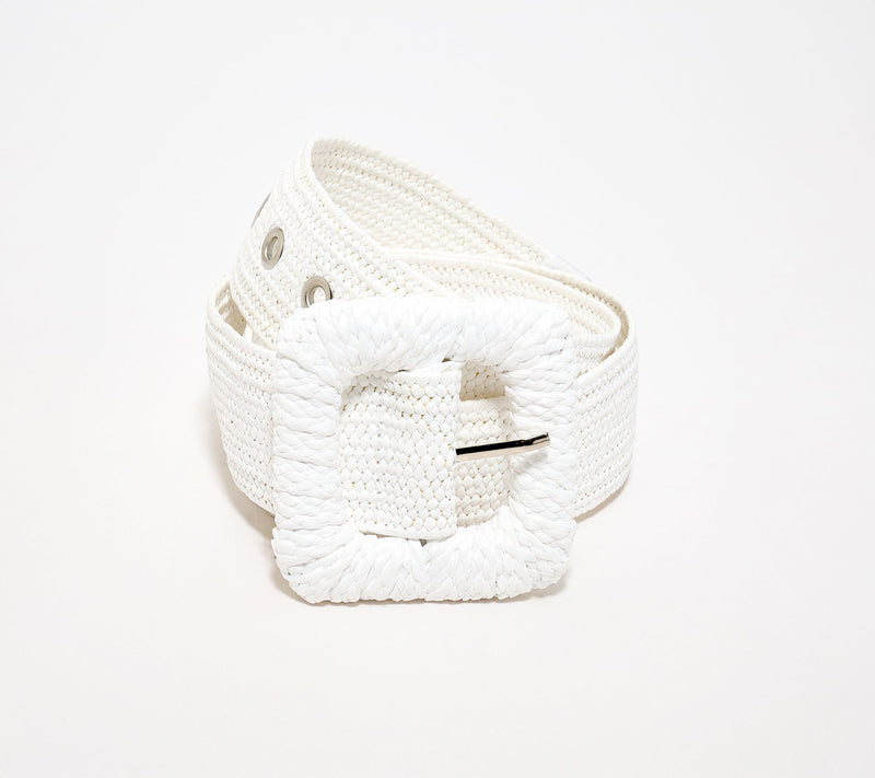 Susan Graver Stretch Raffia Belt with Novelty Buckle — View 6