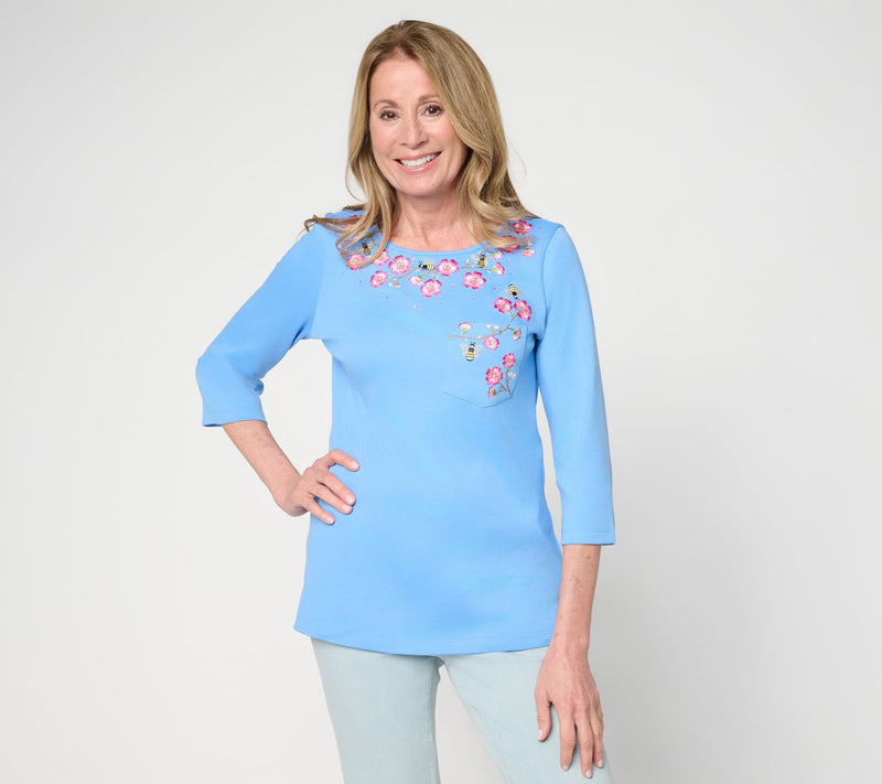 Quacker Factory Bee-utiful Cherry Blossoms 3/4 Sleeve — View 11