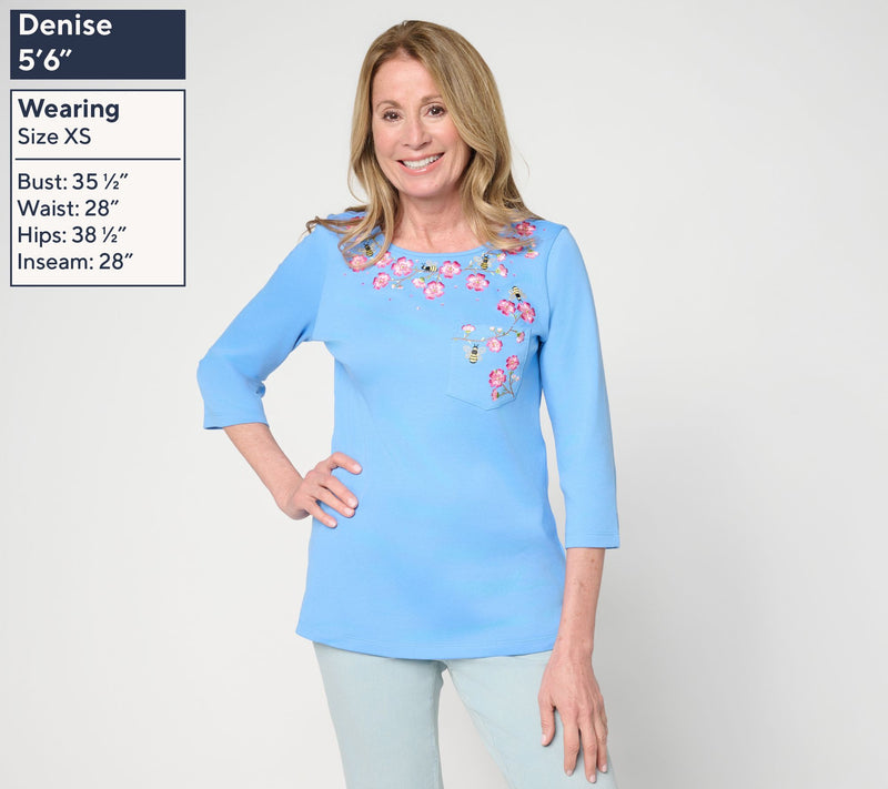 Quacker Factory Bee-utiful Cherry Blossoms 3/4 Sleeve — View 3