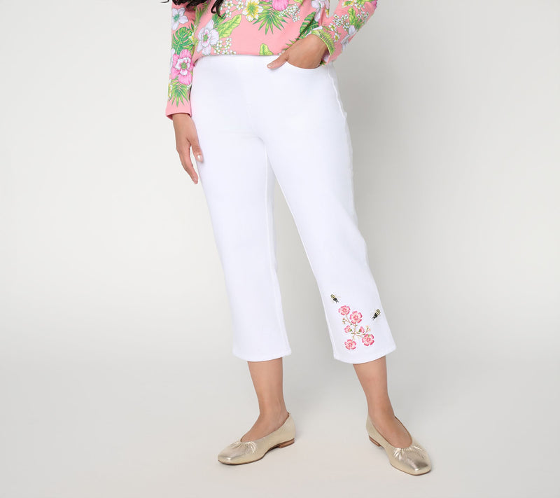 Quacker Factory DreamJeannes Beeutiful Cherry Blossom Crop Pants — View 10