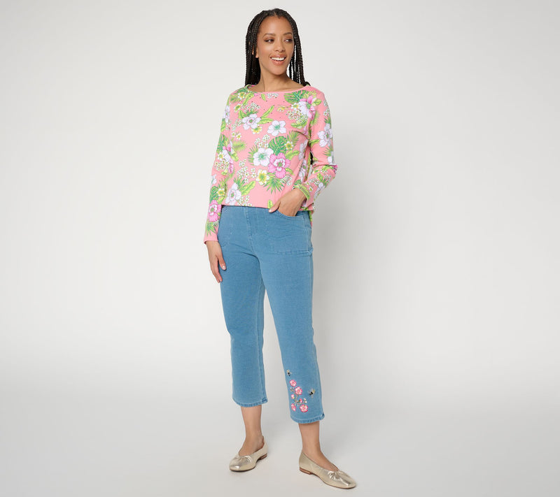 Quacker Factory DreamJeannes Beeutiful Cherry Blossom Crop Pants — View 4