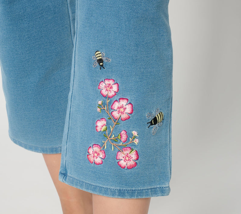 Quacker Factory DreamJeannes Beeutiful Cherry Blossom Crop Pants — View 5