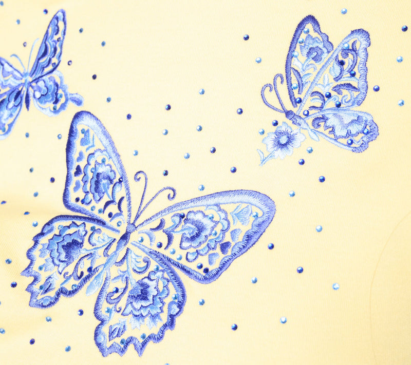 Quacker Factory Chinoiserie Butterflies Long Sleeve Top — View 6