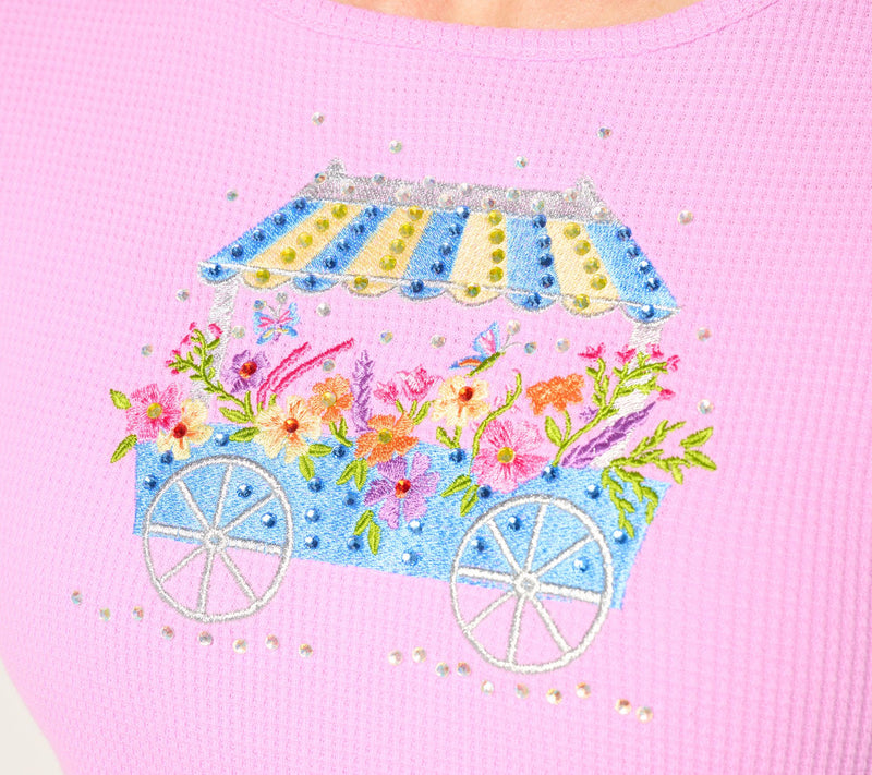 Quacker Factory Secret Garden Waffle Knit 3/4 Sleeve Top — View 6