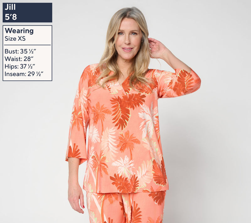 Brandis Dress Out Loud Discovery Knit Golden Palms V Neck Top — View 3