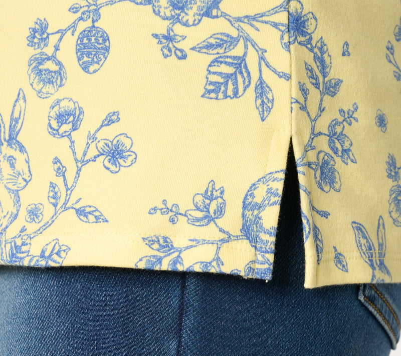 Quacker Factory Bunny Hop Toile Printed Mini Boat Neck Top — View 6
