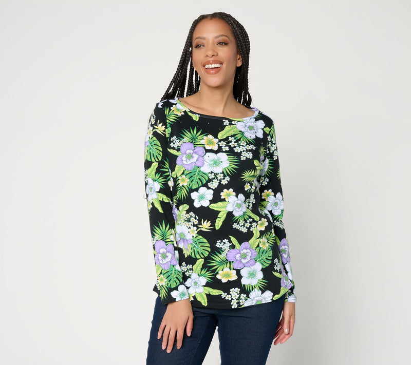 Quacker Factory Floral Embrace Printed Bateau Neckline Top — View 10