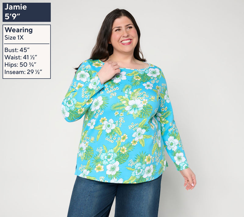 Quacker Factory Floral Embrace Printed Bateau Neckline Top — View 2