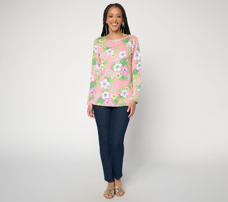 Quacker Factory Floral Embrace Printed Bateau Neckline Top — View 5
