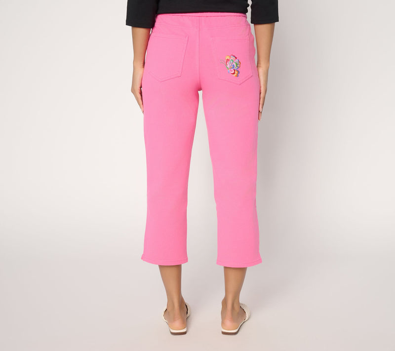 Quacker Factory DreamJeannes Floralicious Embroidered Crop Pant — View 4