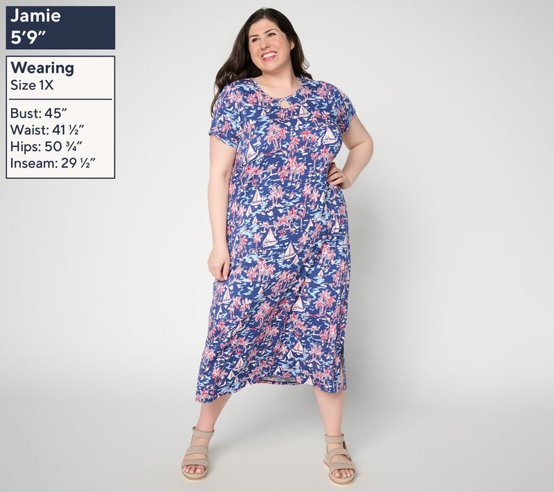 Quacker Factory Sail Away Sparkle Short Sleeve Dress — View 2