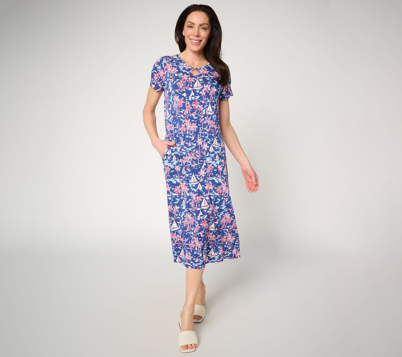 Quacker Factory Sail Away Sparkle Short Sleeve Dress — View 12