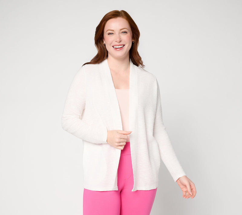 Belle by Kim Gravel Sweatshirt Slub Open Front Long Cardigan — View 14