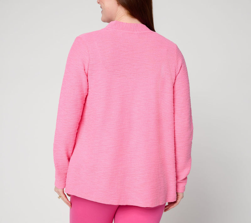 Belle by Kim Gravel Sweatshirt Slub Open Front Long Cardigan — View 4