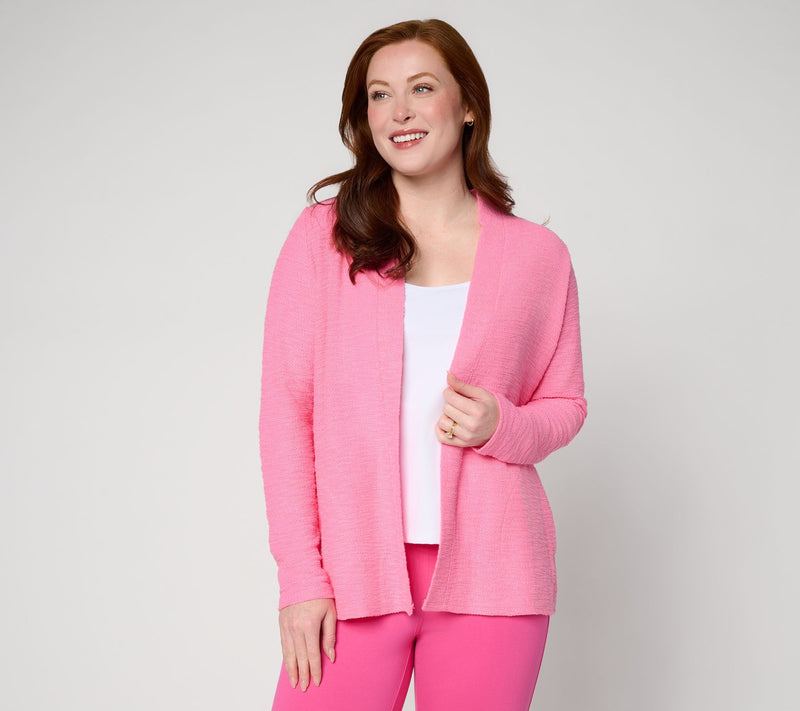 Belle by Kim Gravel Sweatshirt Slub Open Front Long Cardigan — View 17